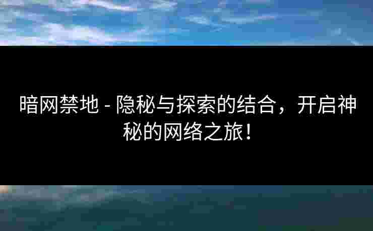暗网禁地 - 隐秘与探索的结合，开启神秘的网络之旅！