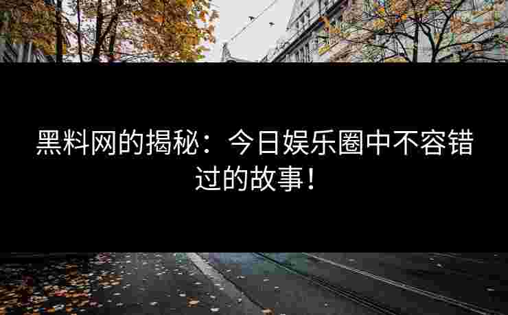 黑料网的揭秘：今日娱乐圈中不容错过的故事！