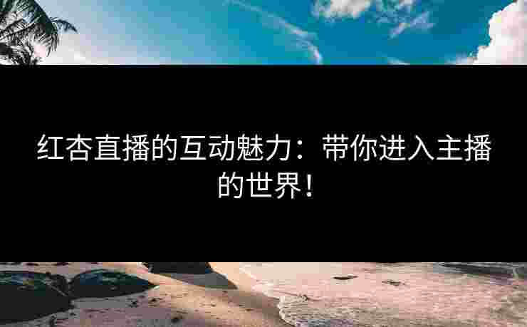 红杏直播的互动魅力：带你进入主播的世界！